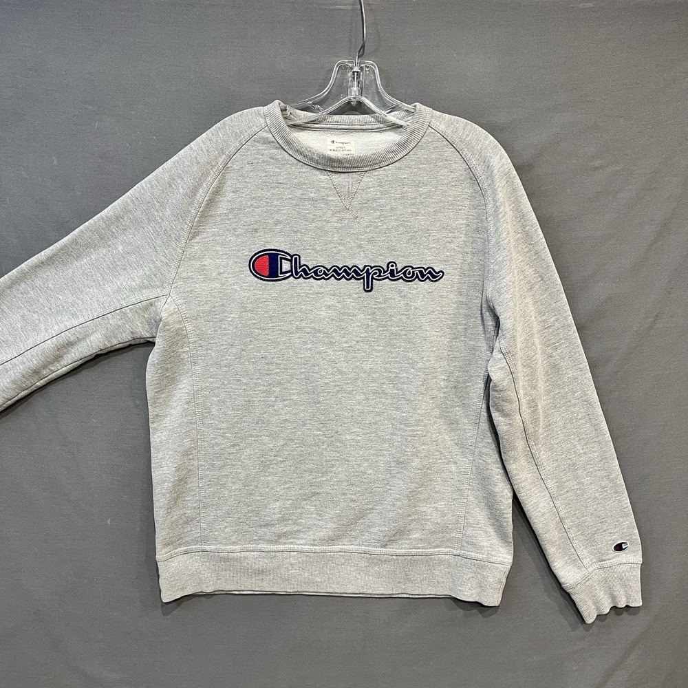Champion Crewneck Sweatshirt Mens Large Gray Pullover Embroidered Logo